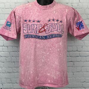 Vintage 90s MTV Rock the Vote Surf and Soul T Shirt Surfrider Pink Mens L Large